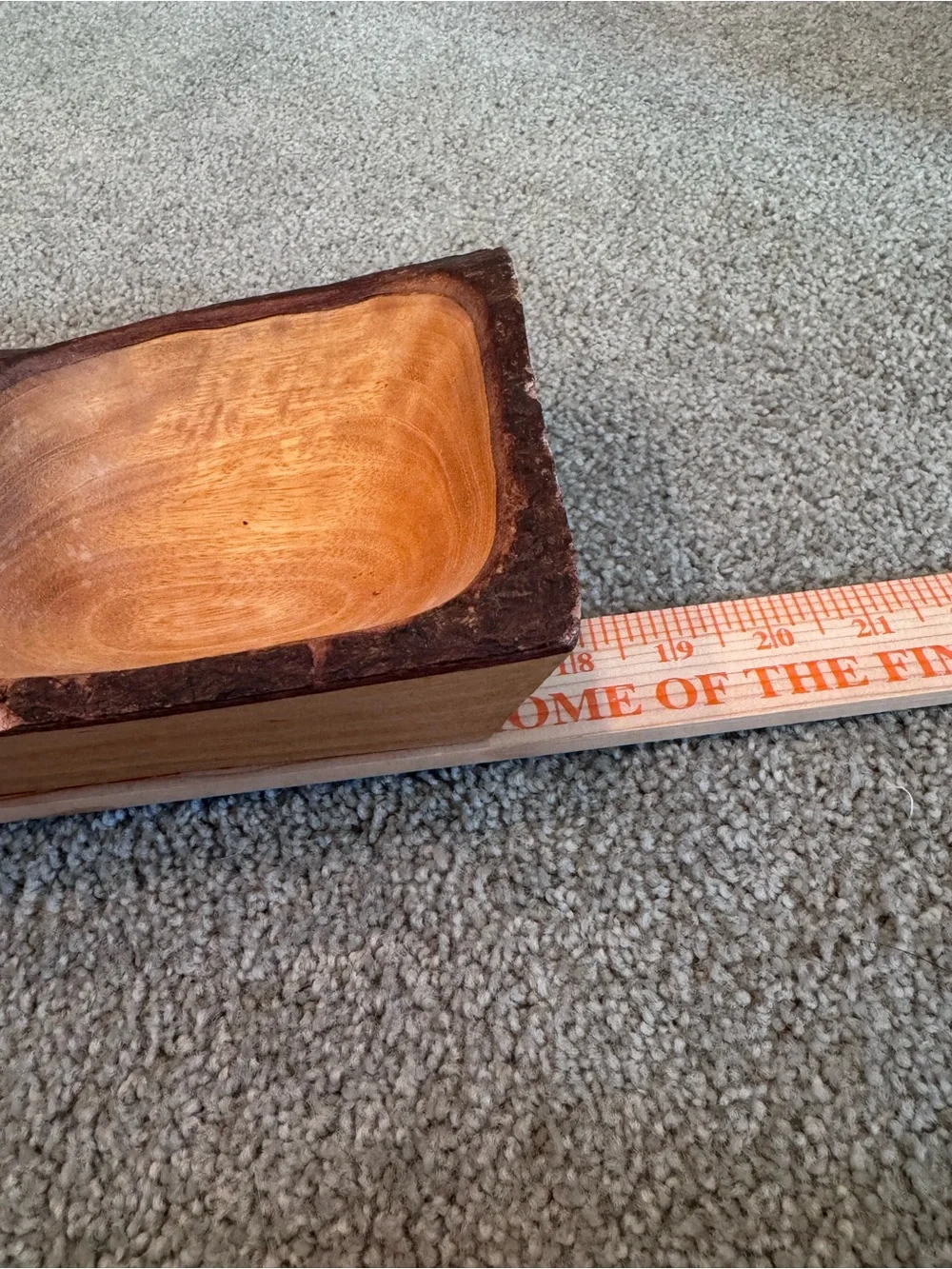 Hand-Carved Natural Wood Three Sectioned Serving Platter 18x6”